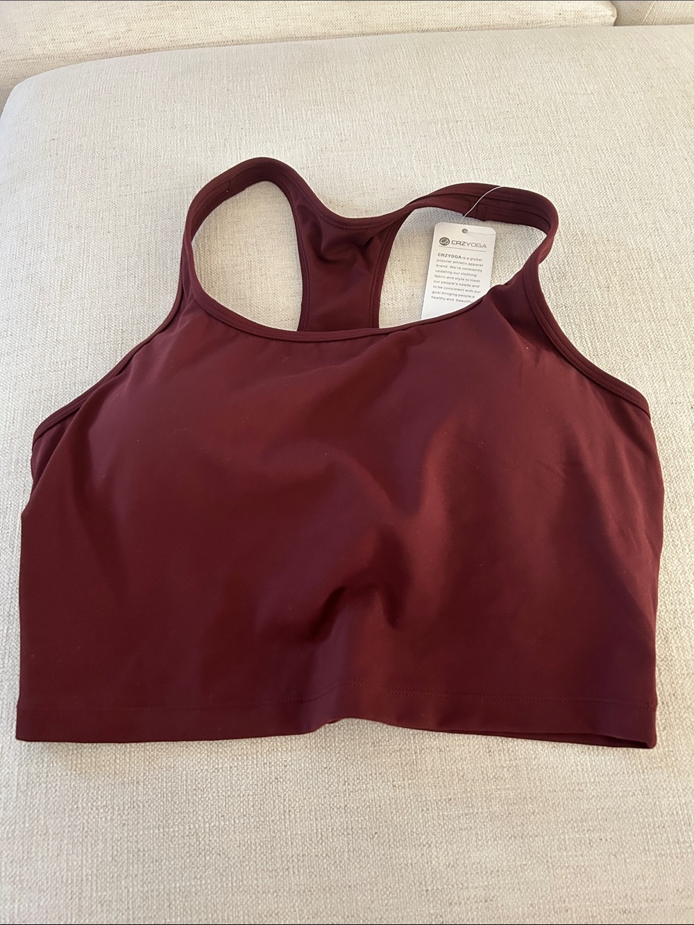 CRZ YOGA Sports Bra Crop Top, Red Merlot, Size XL, NWT